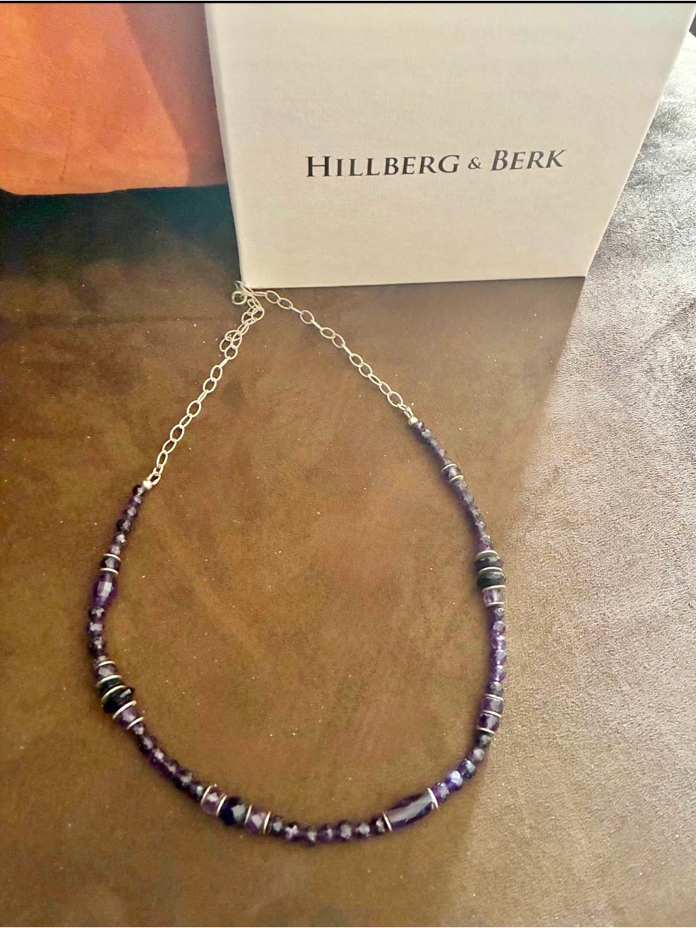 Hillberg and Berk amethyst beads and sterling silver 925 Necklace